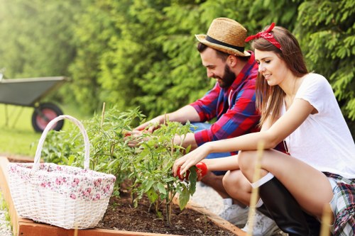 Expert gardener designing a compact balcony garden in Upminster